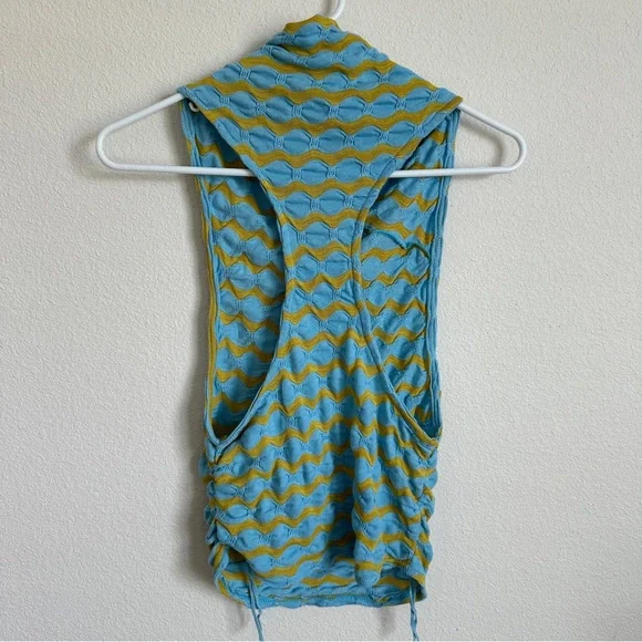 Free People Textured Sleeveless Top in Blue and Yellow - Picture 5 of 5